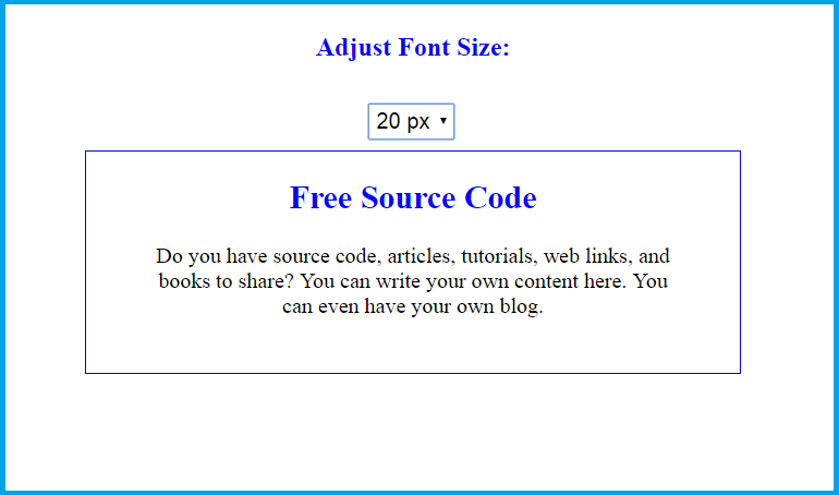 Font Size Adjustment Using Javascript In Html Free Source Code
