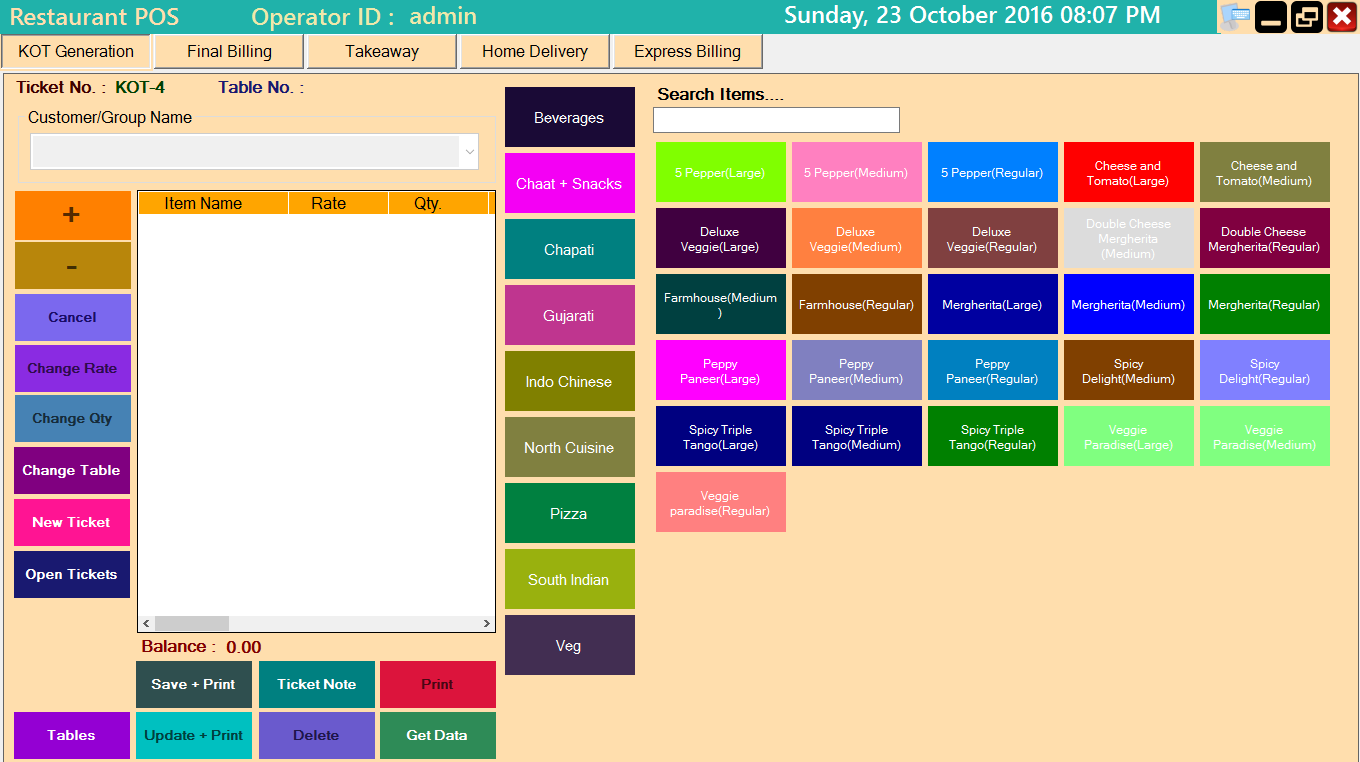 Touch screen Restaurant POS with Integrated Waiter App Version 4.0.0.0