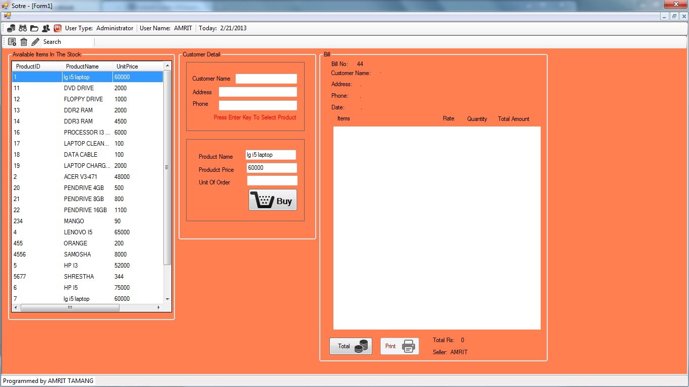 Program Billing Visual Basic