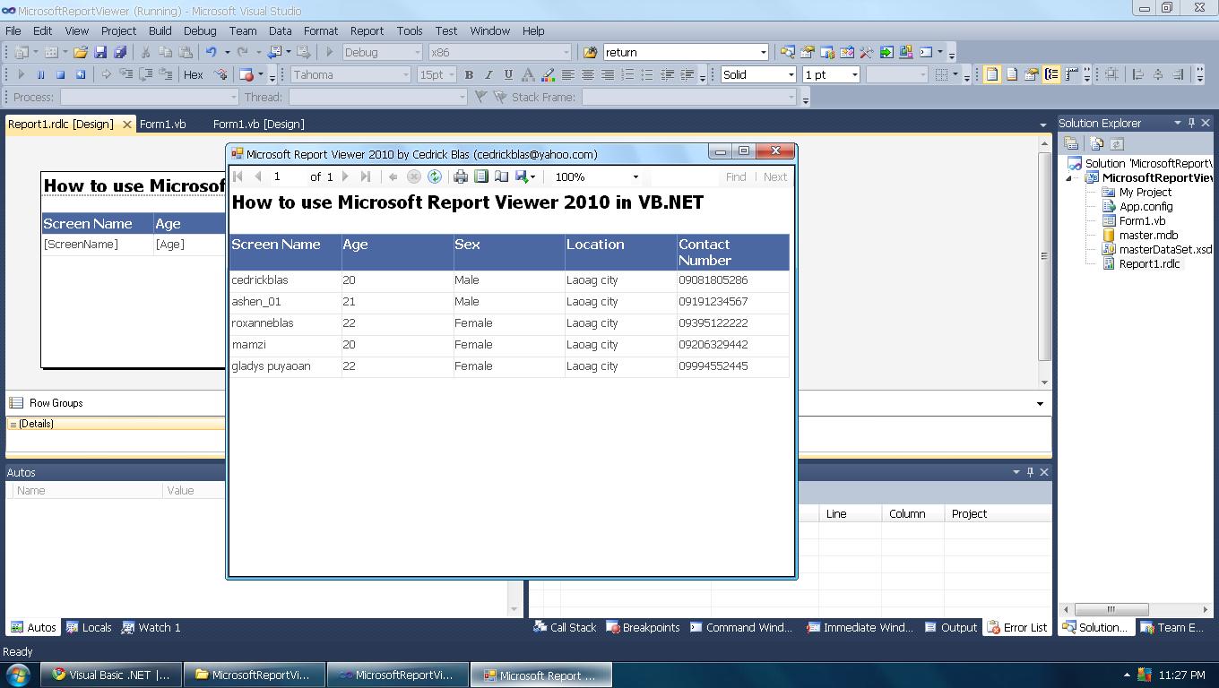 Microsoft report viewer in visual studio 2010