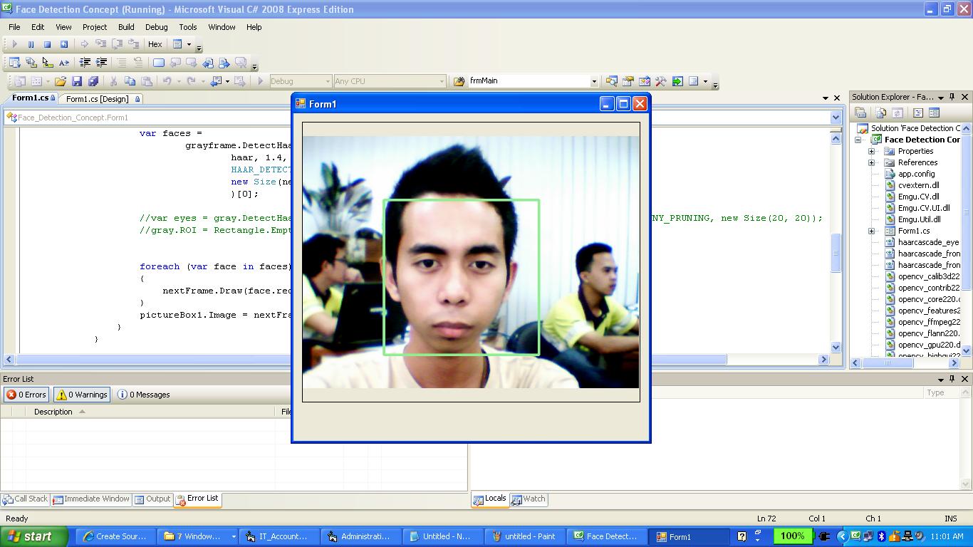 face detection concept in c