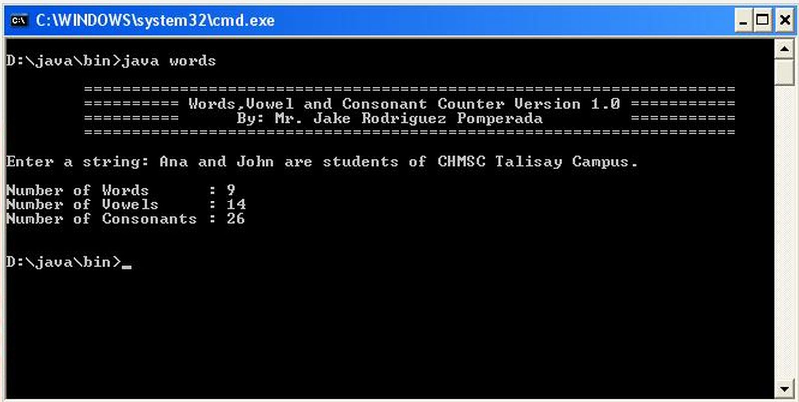 Vowel Count Program Java