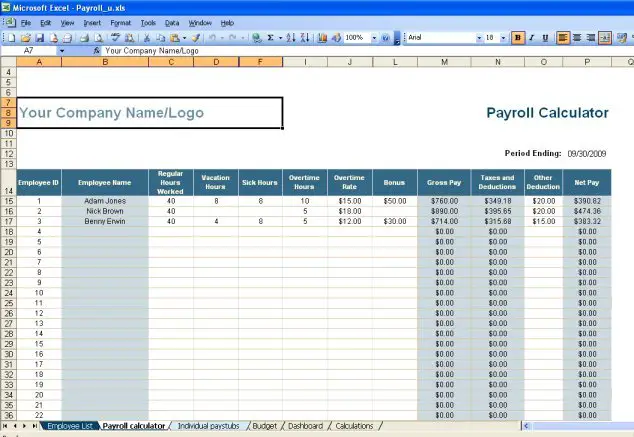 Excel Payroll template | Free source code, tutorials and ...