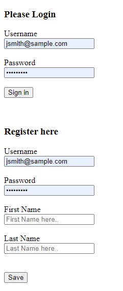 login and registration