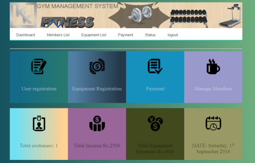 dashboard - PHP Gym Management System PHP/MySQL Source Code