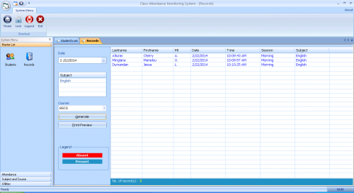 Barcode based attendance system