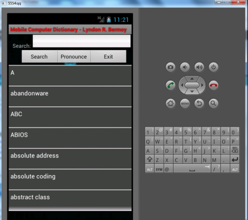 Mobile Computer Dictionary Application in Android | Free source code ...