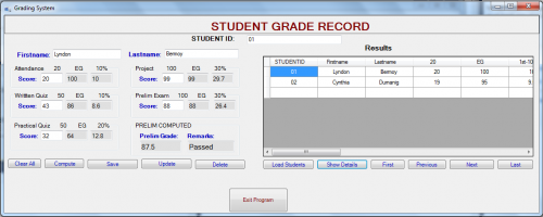 Simple Grading System using C# | Free source code, tutorials and articles