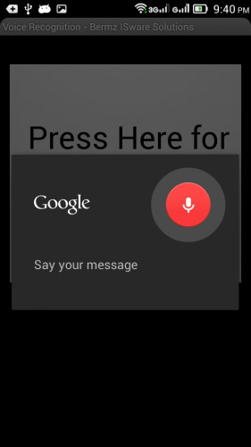 Android Voice Recognition App Snapshot