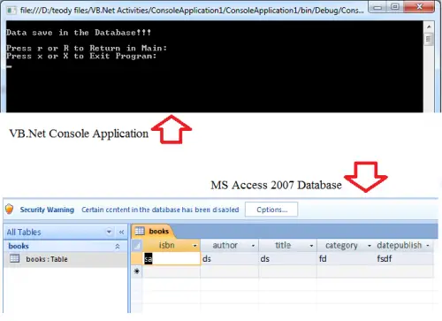 كيفية استخدام قواعد بيانات Access 2007 مع تطبيقات Console Application Vb.net_console_application_with_access_databse