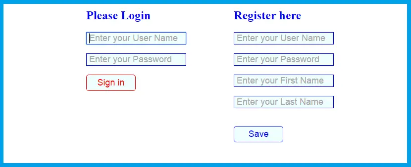 Result - Registration and Log In Form