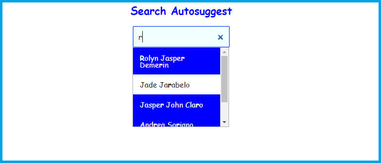 Result - Autosuggest Search Box