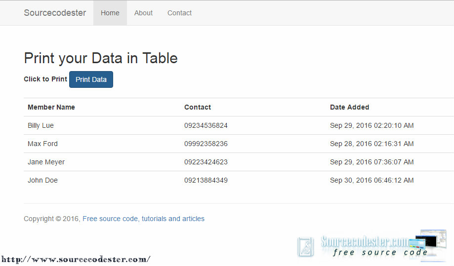 How to your Data in Table | Free Code Projects and Tutorials