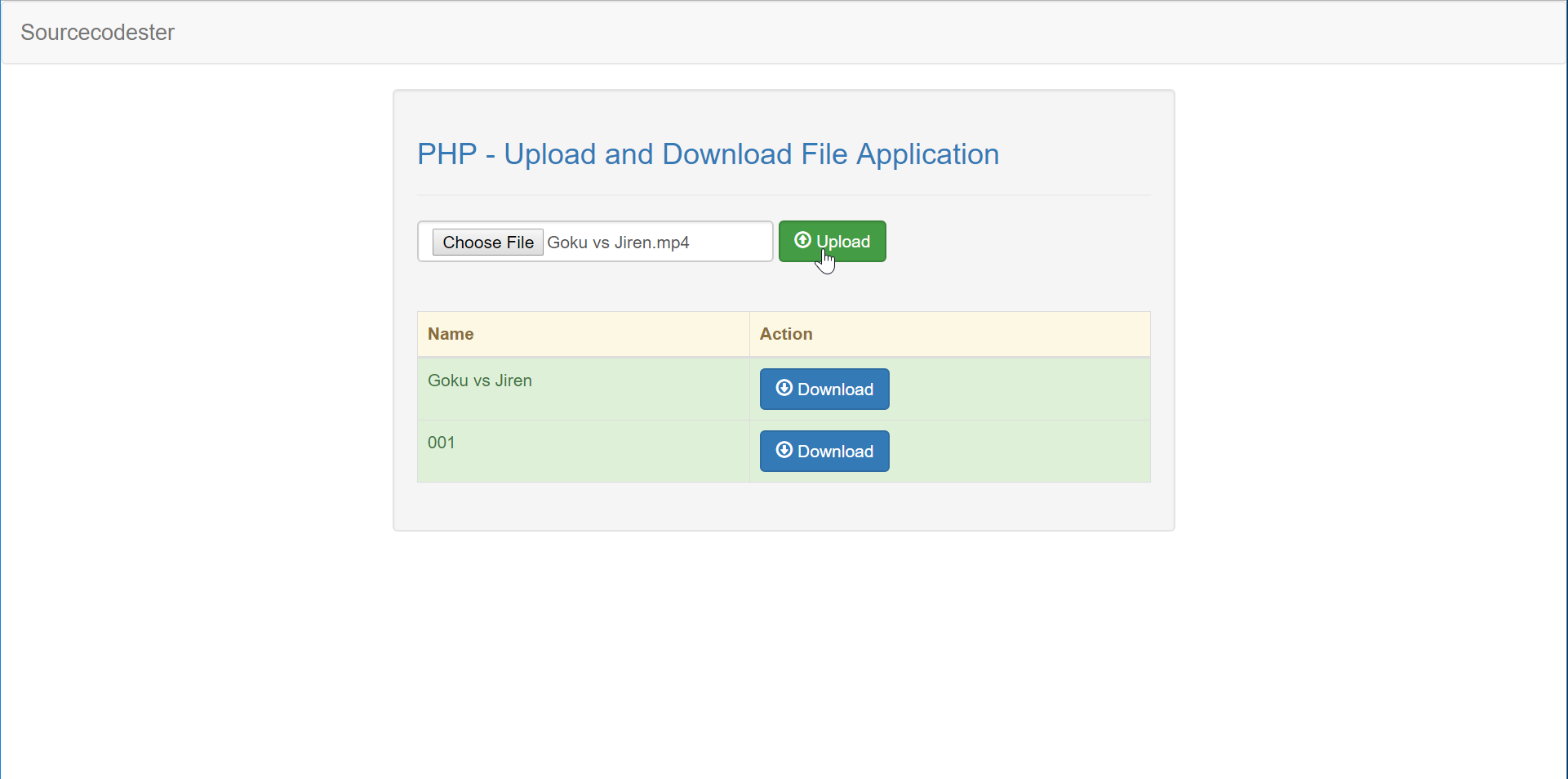 php download file from server to local