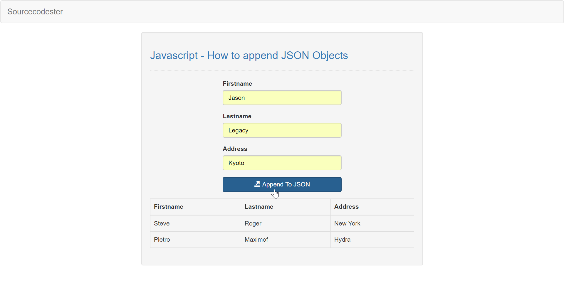 Javascript - How to Append JSON Objects | Free Source Code, Projects ...