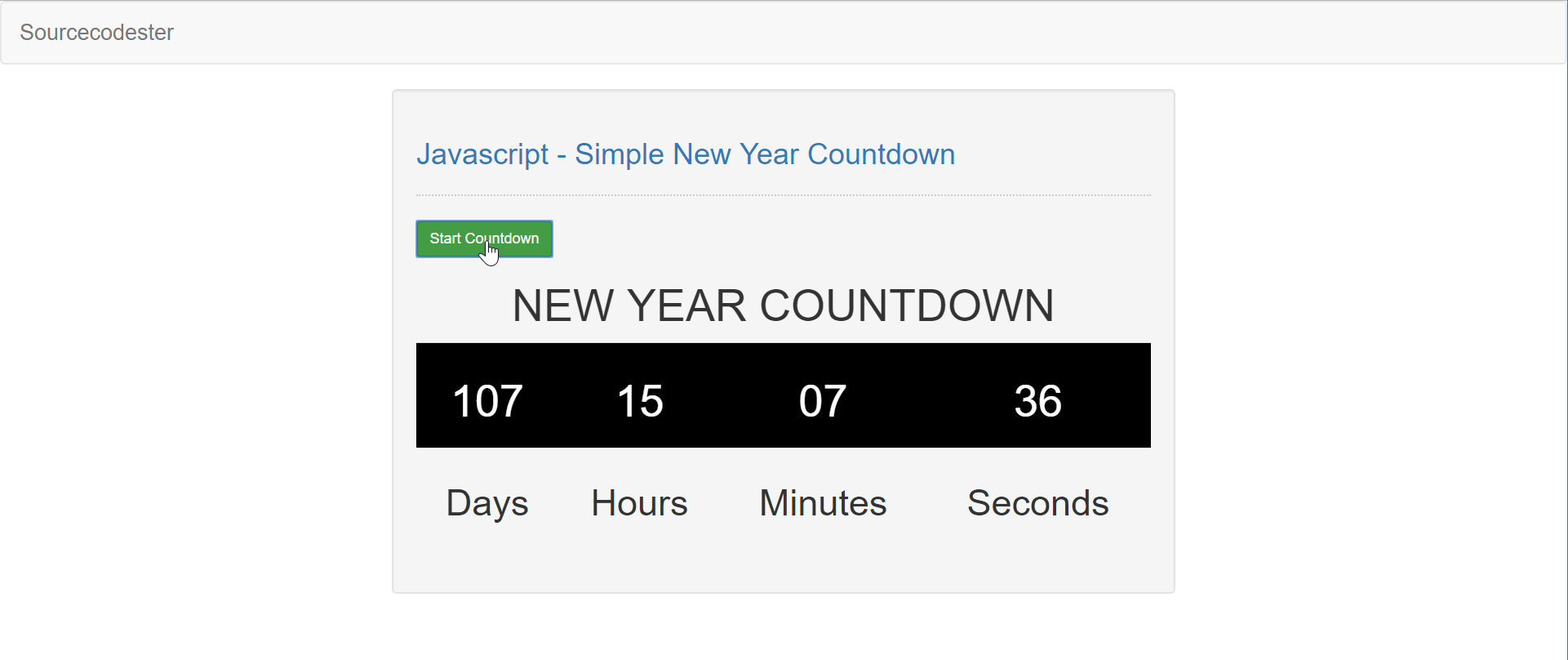 Javascript Simple New Year Countdown Free Source Code Projects Tutorials