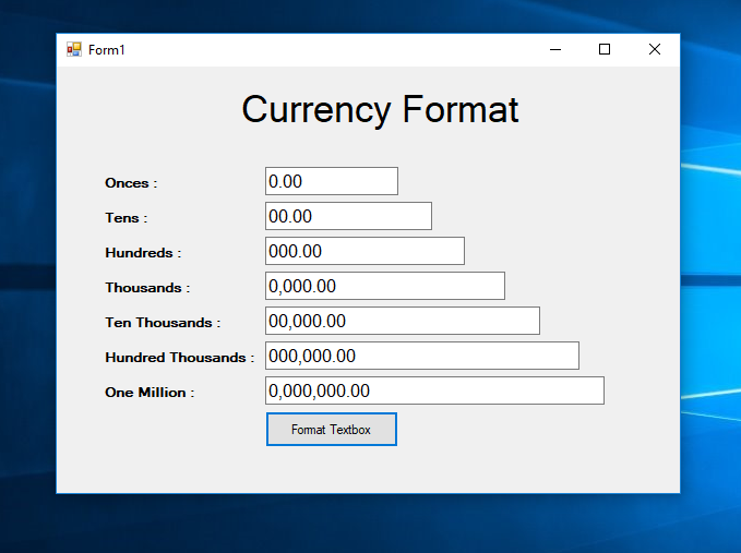 How to Format a MaskedTextBox in Currency Using VB.Net | Free Source Code Projects and