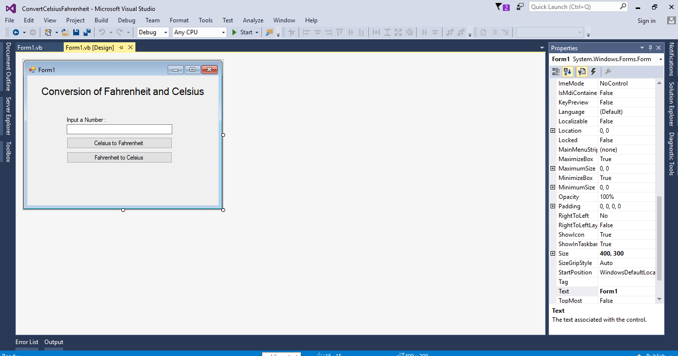 Fahrenheit Conversion In Vb Net