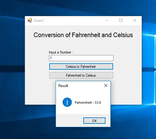 Celsius And Fahrenheit Conversion In Vb Net Sourcecodester