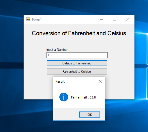 Celsius And Fahrenheit Conversion In Vb Net Sourcecodester