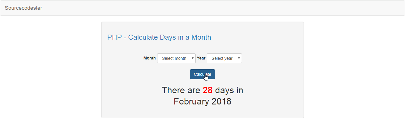 Calculate Month Days