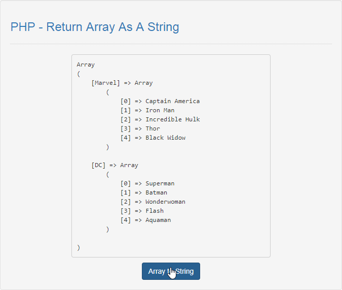 Expansión demasiado canal PHP - Return Array As A String | Free Source Code Projects and Tutorials