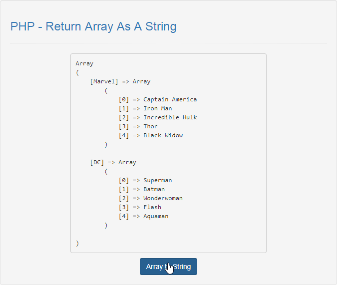 php return html string