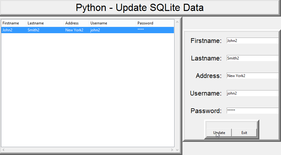 Python Update Sqlite Data