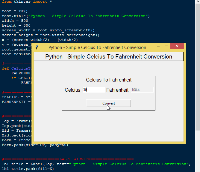 Python Simple Celcius To Fahrenheit Conversion Free Source