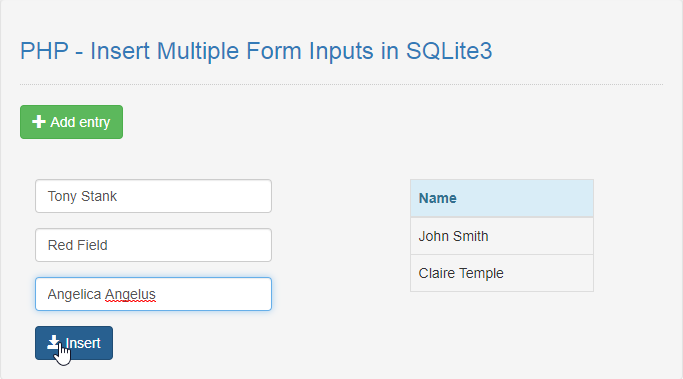 PHP Insert Multiple Form Inputs In SQLite3 Free Source Code 