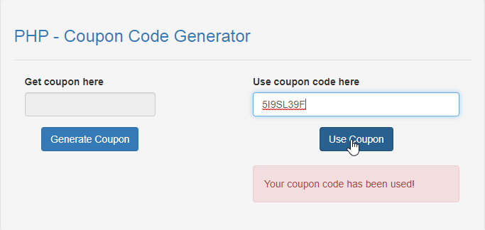 PHP - Coupon Code Generator | Free Code Projects and Tutorials