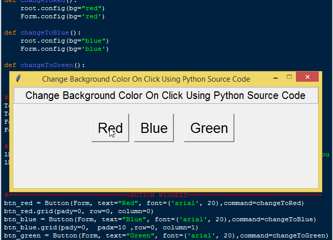 Change Background Color On Click Using Python Source Code | Free Source  Code Projects and Tutorials