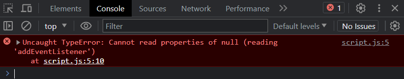 TypeError: Cannot read properties of null (reading 'addEventListener')