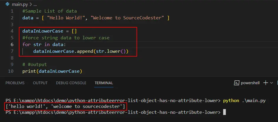Python attribute error list object has no attribute lower
