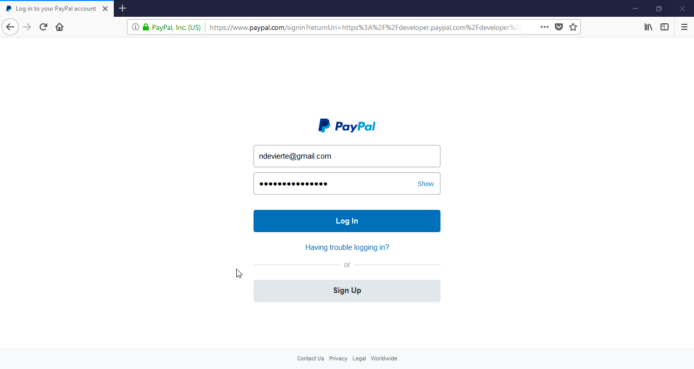 paypal login