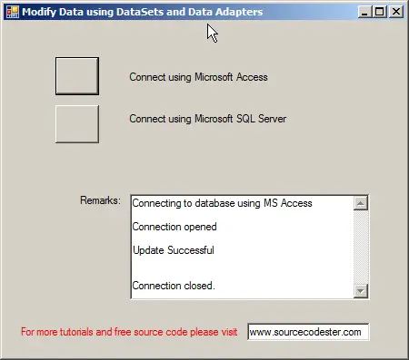 Modify Data using Dataset and Data Adapter