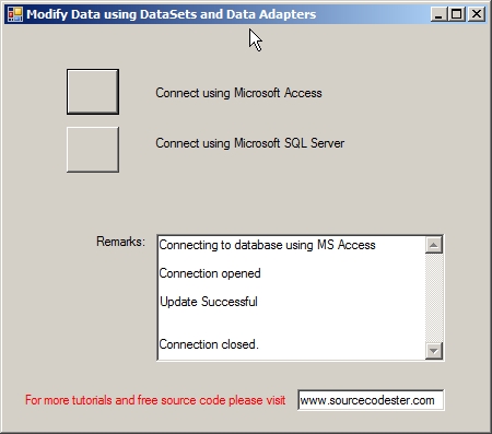 Modify Data using Dataset and Data Adapter