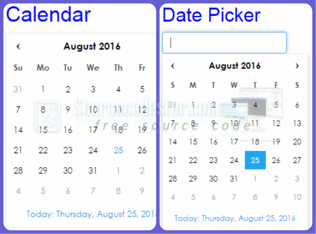 Php date picker code free download free