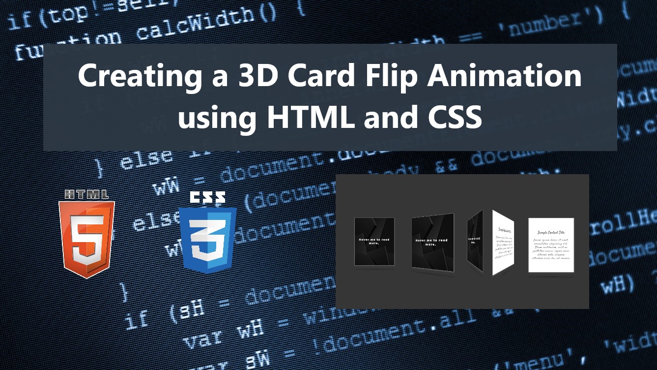 Creating a 3D Card Flip Animation using HTML and CSS Tutorial | Free Source  Code Projects and Tutorials