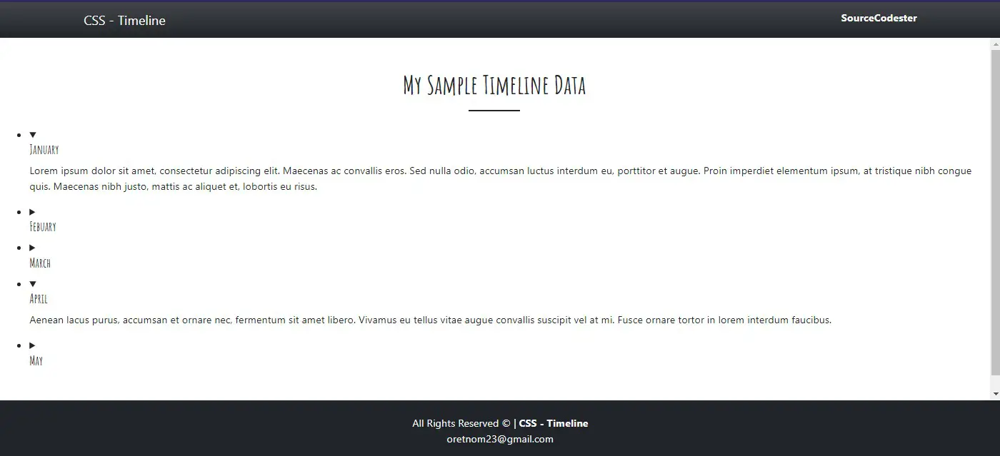 Simple Vertical Timeline using HTML and CSS
