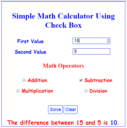 Subtraction Result