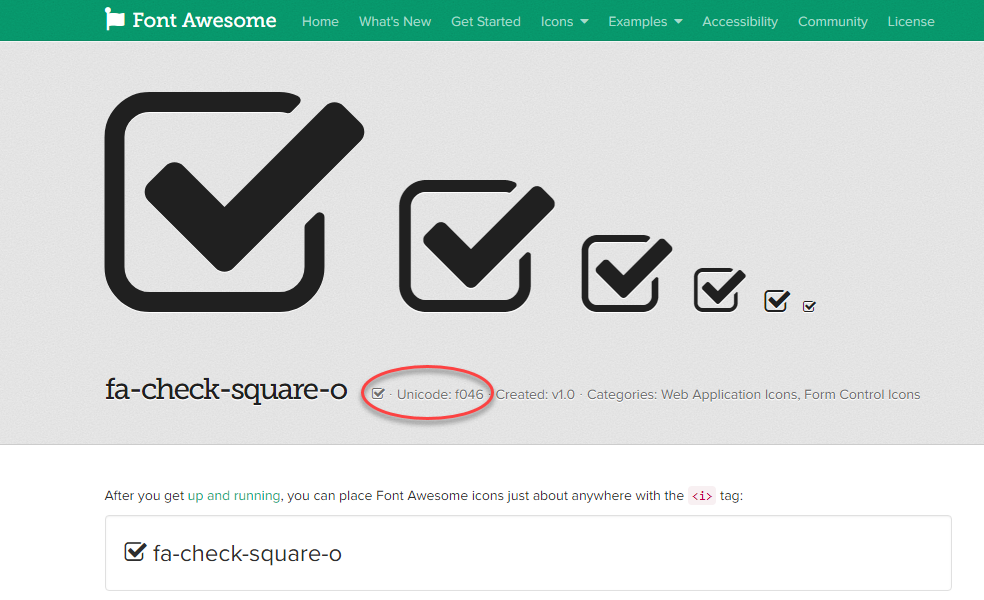 font awesome unicode
