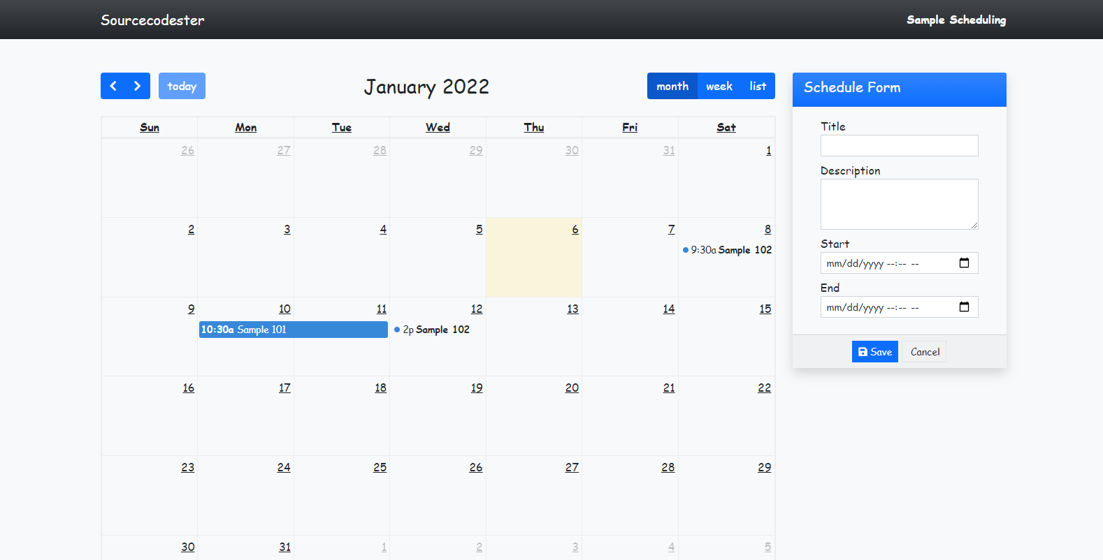 Event CRUD in FullCalendar using PHP and jQuery Tutorial SourceCodester