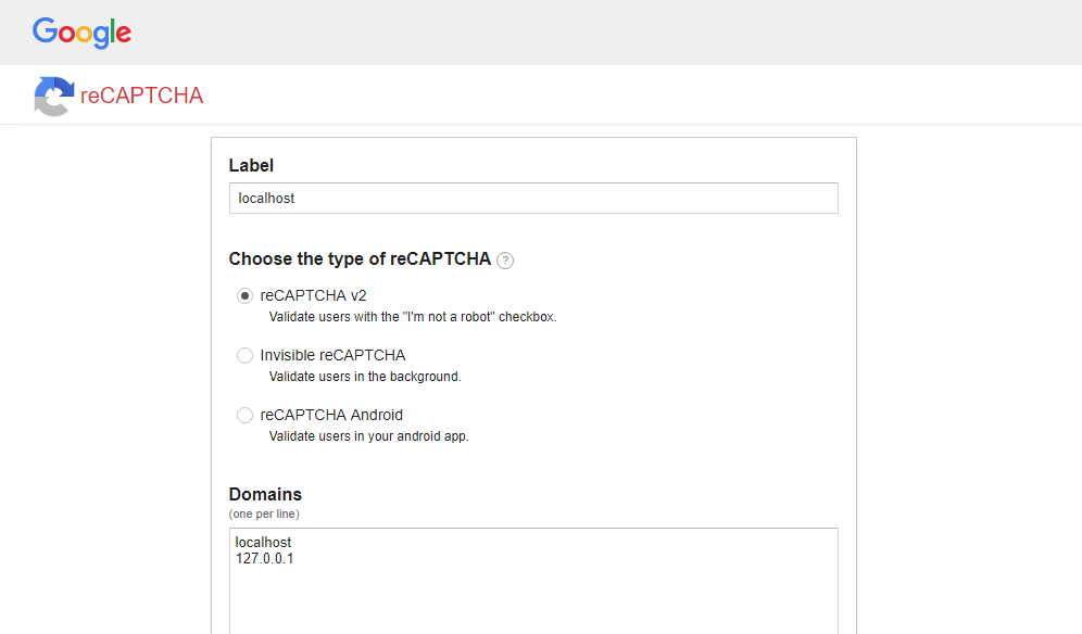 google recaptcha form localhost