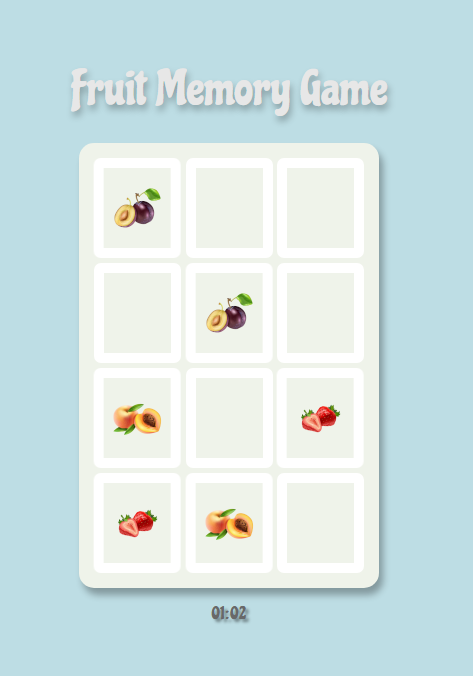 Fruit Memory Game using HTML, CSS, and JavaScript