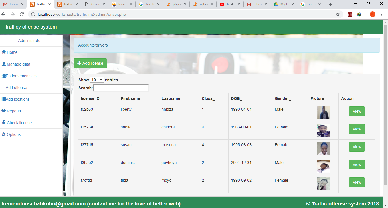 driver1 0 - PHP Traffic Offense System  PHP/MYSQL Source Code