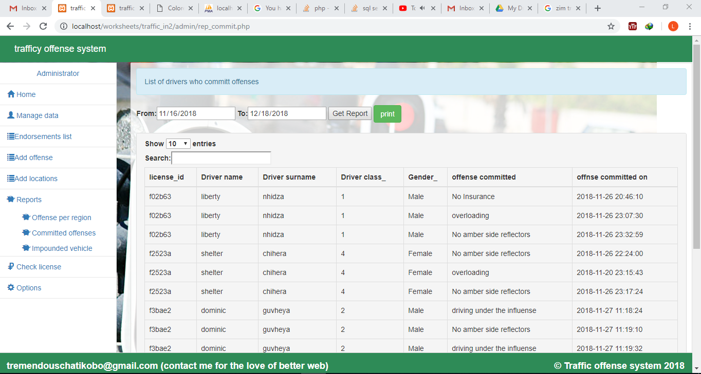 report2 0 - PHP Traffic Offense System  PHP/MYSQL Source Code