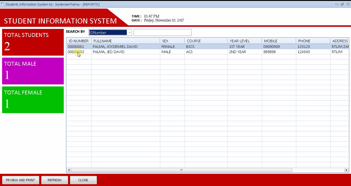 Student information System. Excel task Tracker.