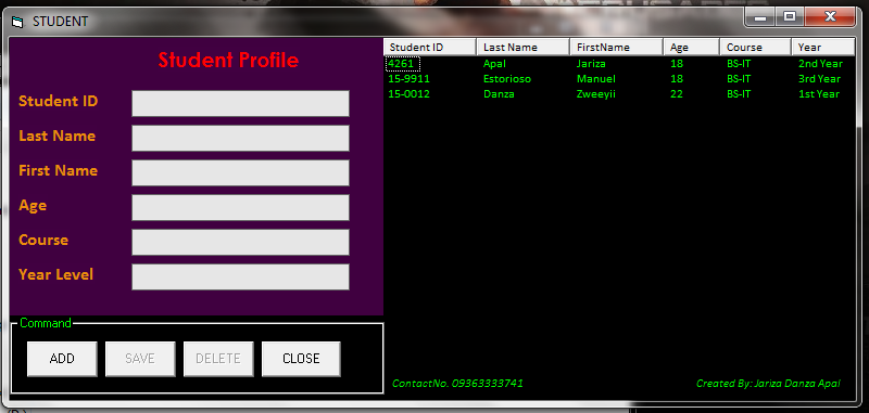 Simple Student Profile (Add, Save, Delete, List View) | Free Source Code  Projects and Tutorials