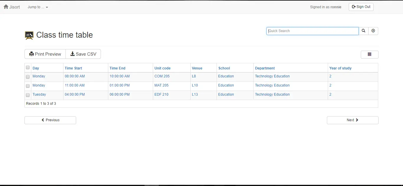 student timetable management system